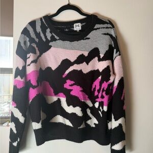 Women's Black and Pink Patterned Sweater